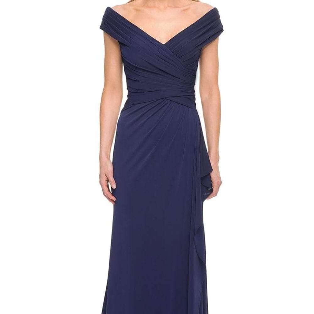 Nwt La Femme 30040sc Jersey Evening Dress Gunmental Size 6